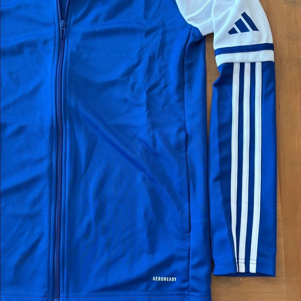 Adidas Aeroready Boys size XL Royal Blue White full zip front track jacket $45